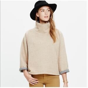 Madewell Tan Herringbone Mockneck Sweatshirt Size XS
